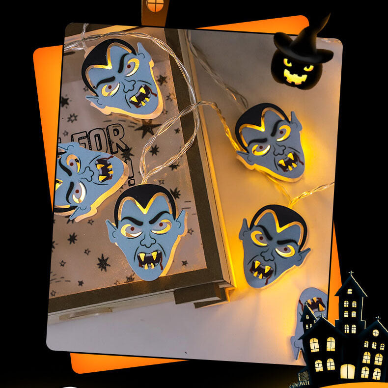 Halloween LED Squelette Citrouille Batterie LED Guirlande Lumineuse Décorative 