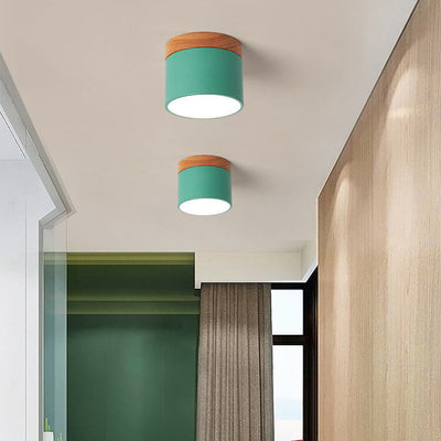 Scandinavian Macaroon Solid Color Log LED Flush Mount Ceiling Light