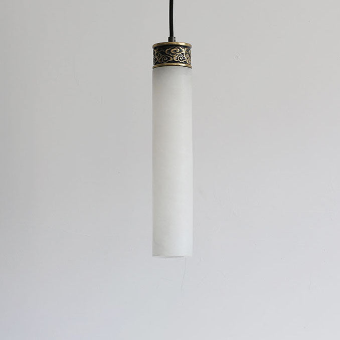 Modern Luxury Marble Column Brass 1-Light Pendant Light