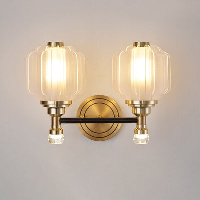 Modern Chinese Acrylic Brass Lantern 1/2 Light Wall Sconce Lamp