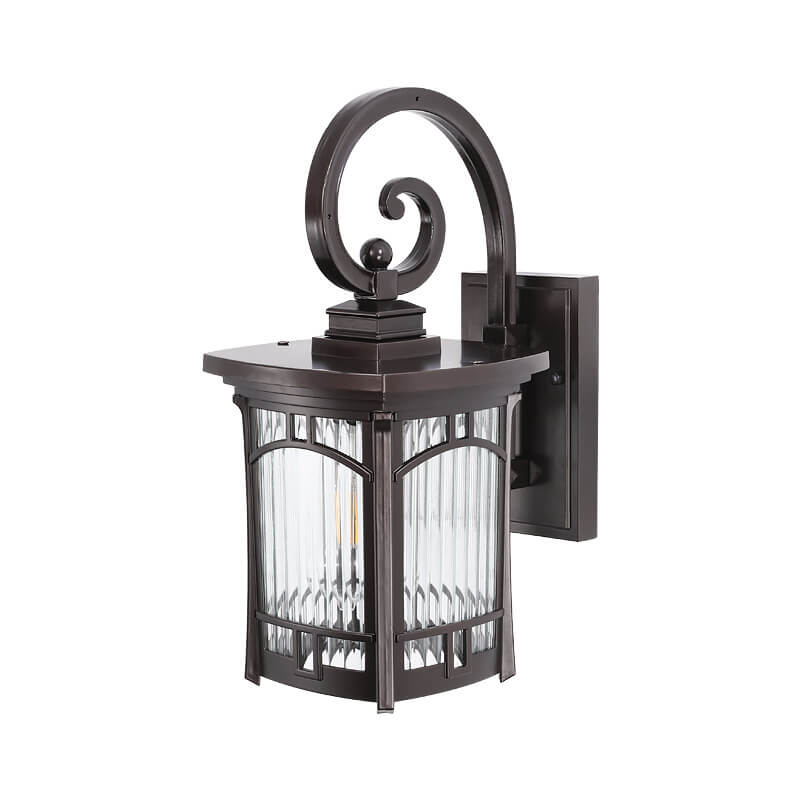 Modern Square Aluminum Glass Carved 1-Light Outdoor Waterproof Wall Sconce Lamp