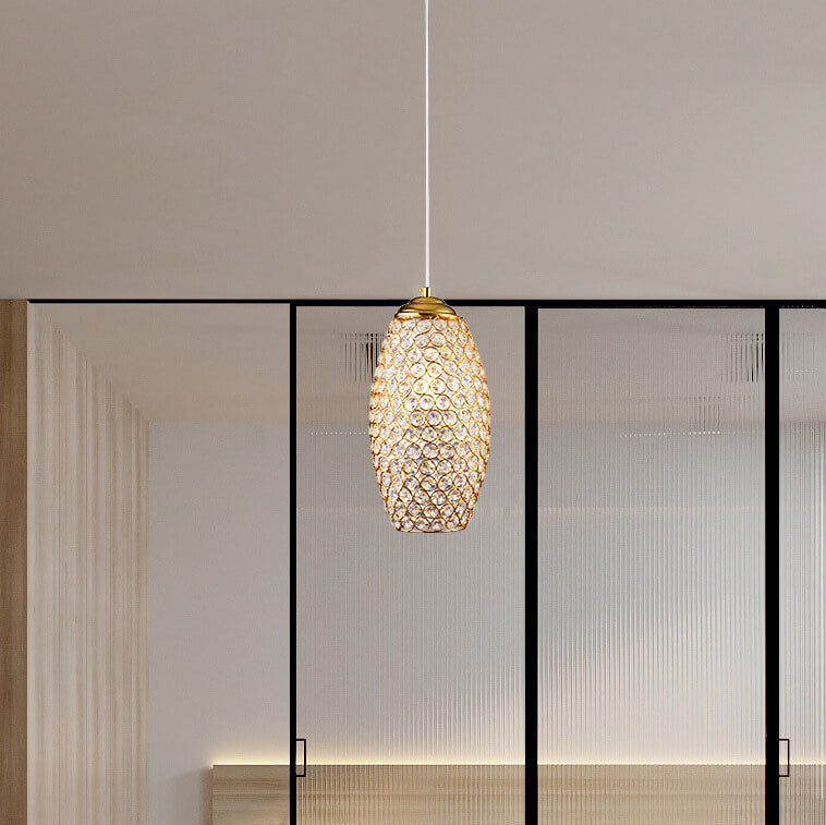 European Light Luxury Geometric Hardware Crystal 1-Light Pendant Light