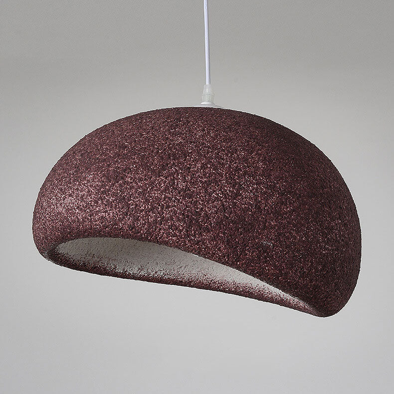 Lustre suspendu traditionnel vintage en arc semi-circulaire avec texture imitation pierre 1 lumière pour salon 