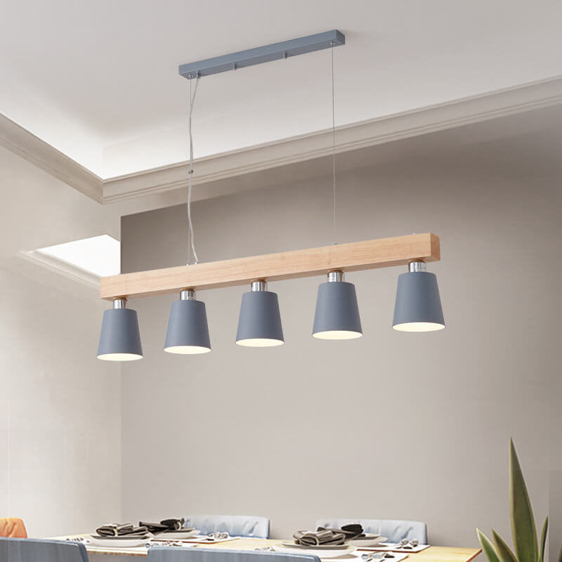 Chandelier à 5 lumières avec abat-jour conique linéaire simple nordique 