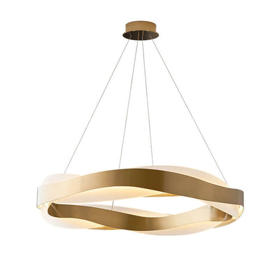 Postmodern Luxury Circle Champagne Gold Stainless Steel Acrylic LED Chandelier