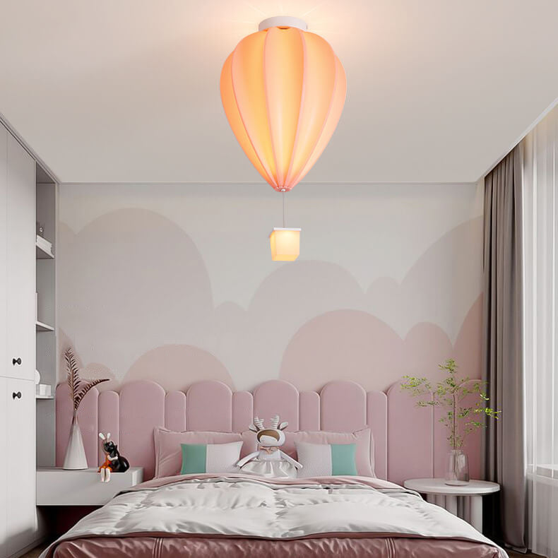 Cartoon Creative PE Hot Air Balloon LED Semi-Flush Mount Ceiling Light