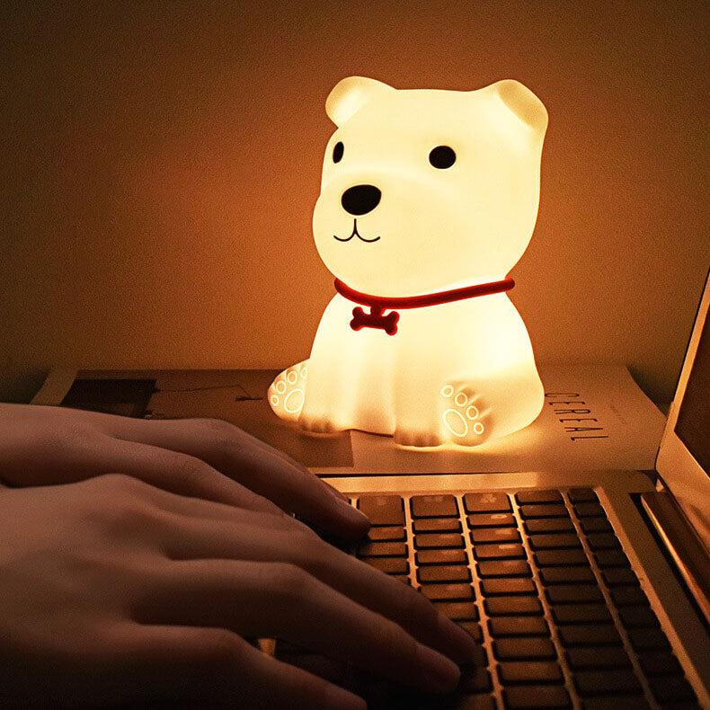 Lámpara de Mesa LED Luz Nocturna USB de Silicona Creativa de Cachorro Adorable 