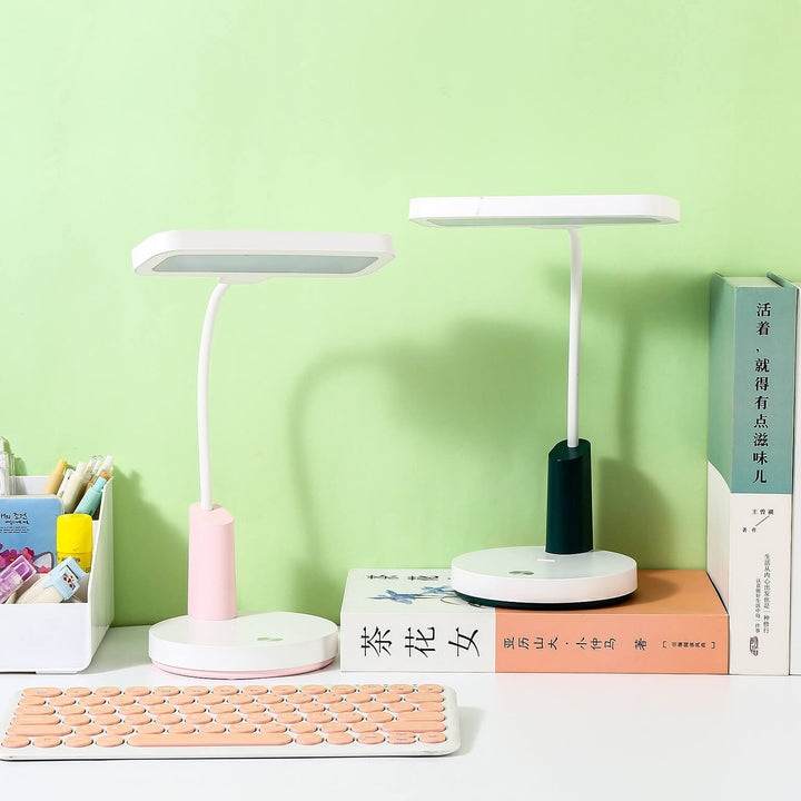 Modern Minimalist Plastic Long Shade Round Base Touch Charging LED Desk Lamp for Bedroom