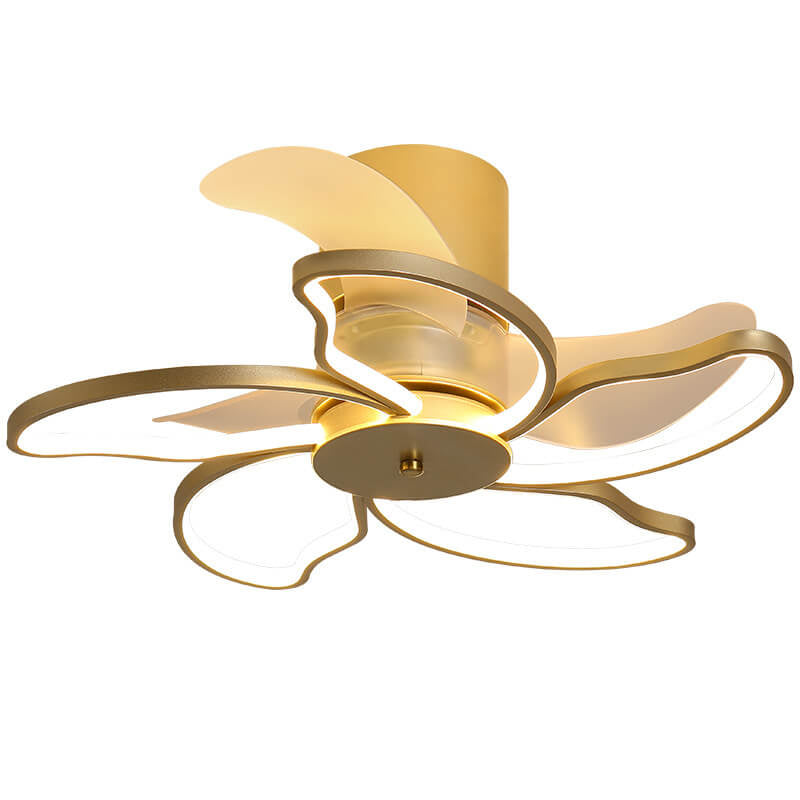 Nordic Minimalist Petal Shaped LED Semi-Flush Mount Ceiling Fan Light