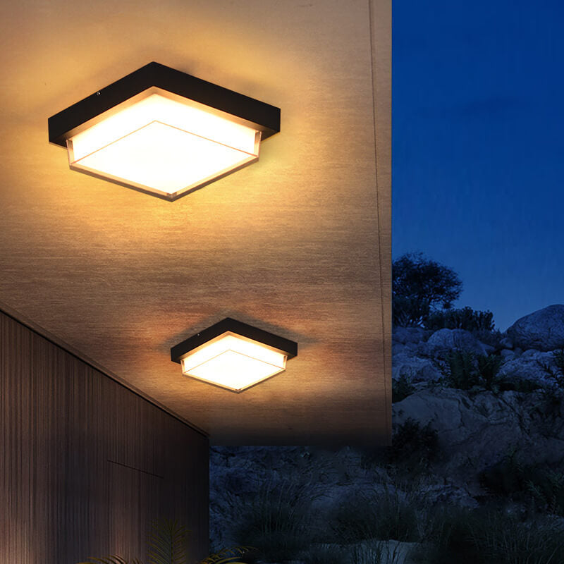 Modern Minimalist Square Aluminum Acrylic Induction LED Flush Mount Ceiling Light For Outdoor
