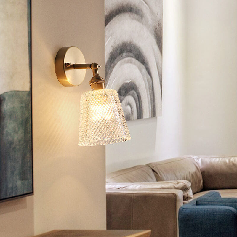 Modern Glass Bell Shade 1-Light Wall Sconce Lamp