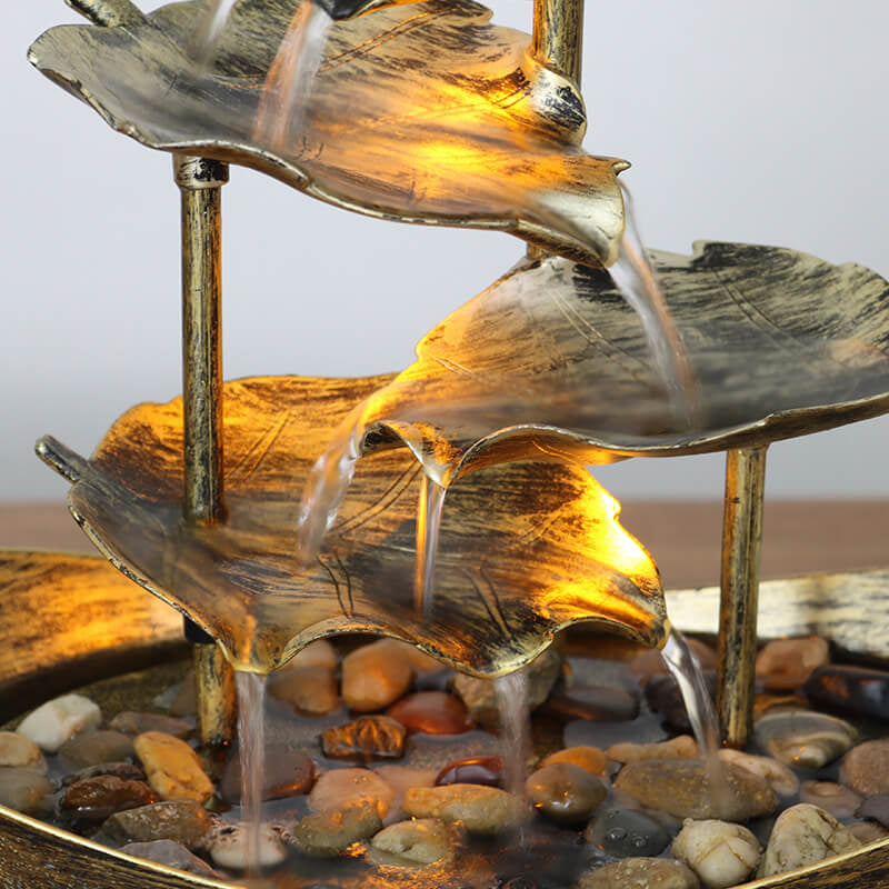 Creative Lotus Leaf Yuanbao Flowing Fountain LED Decorative Table Lamp