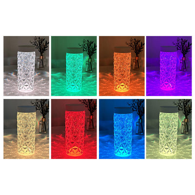 Creative Rose Petal Diamond Acrylic Column LED Night Table Lamp