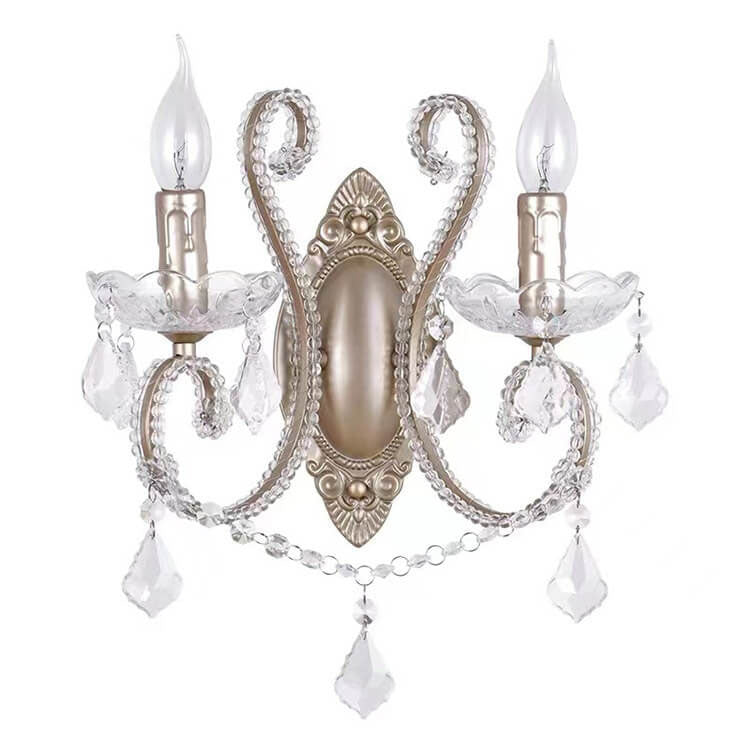 European Vintage Crystal Candelabra 1/2 Light Wall Sconce Lamp