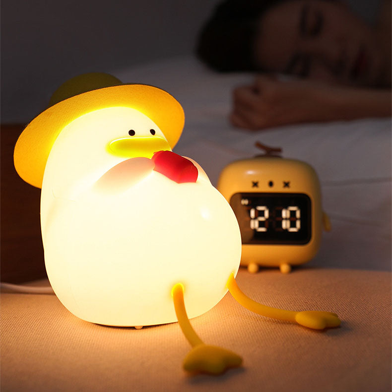 Lampe de table LED Creative Cartoon Silicone Canard Pat Veilleuse 
