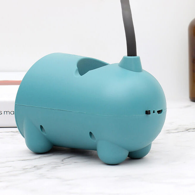 Lampe de bureau LED tactile USB avec porte-stylo et lapin créatif de dessin animé 