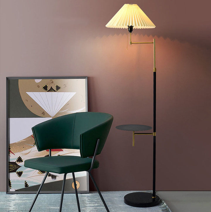 Nordic Light Luxus-Plissee-Stoff-Marmor-Stehlampe mit 1 Licht