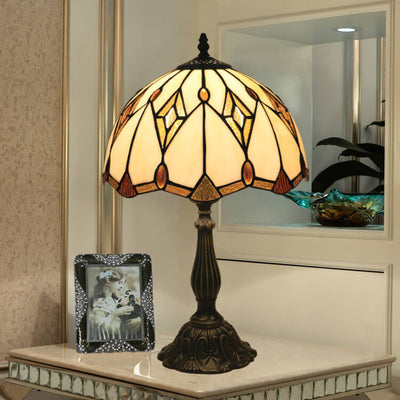Lampe de Table à 1 Lumière en Verre Tiffany Baroque Gems Dome 