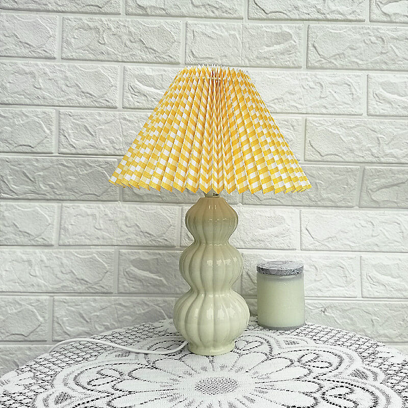 Lampe de Table 1 Lumière en Céramique Plissée Créative Traditionnelle Européenne 