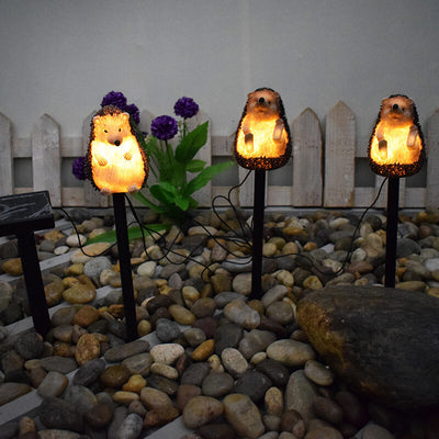 Solar Outdoor Hedgehog Resin LED Lawn Ground Insert Landscape Light