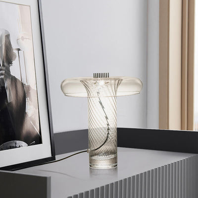 Nordic Luxury Floral Clear Glass Column LED Table Lamp