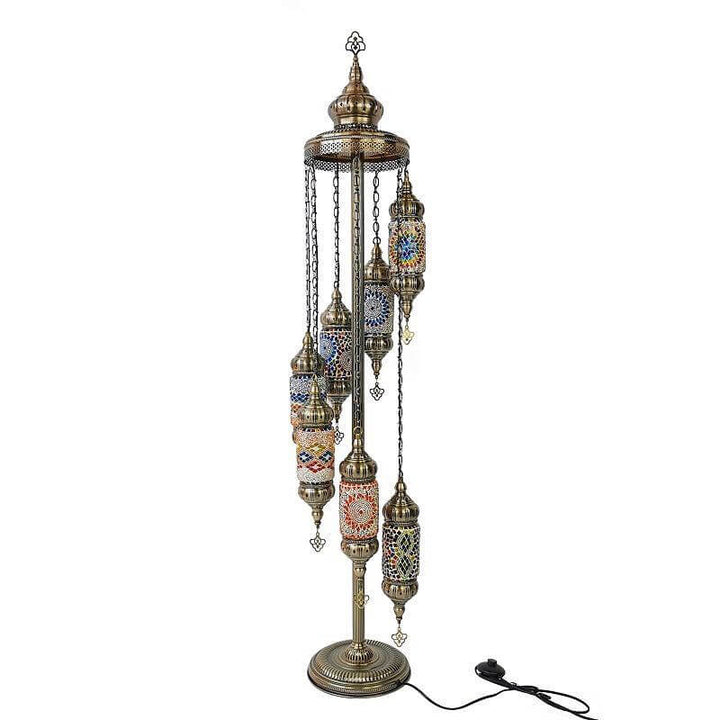 Retro Exotic Turkish  Moroccan 7-Light Standing Floor Lamp