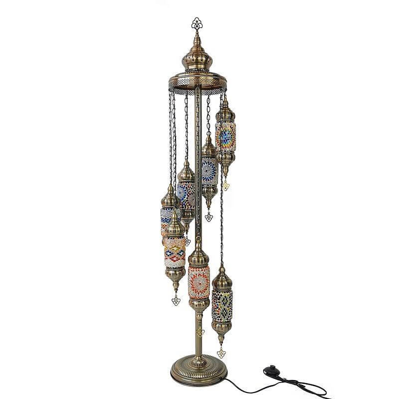 Retro Exotic Turkish  Moroccan 7-Light Standing Floor Lamp