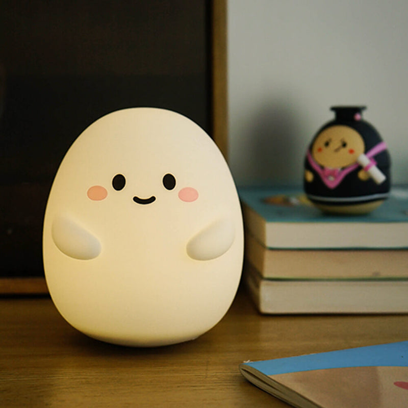 Lámpara de mesa con luz nocturna LED USB de silicona creativa con forma de huevo para niños 