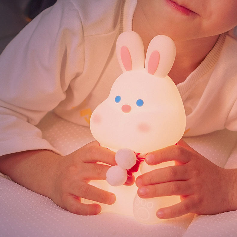 Contemporary Creative ABS PC Silicone Cartoon Rabbit Pat USB Rechargeable LED Night Light Table Lamp For Bedroom