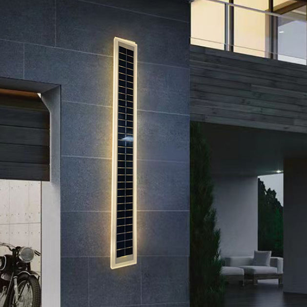 Moderne minimalistische Aluminium-Acryl Solar-Rechteckstreifen-Wandlampe für den Außenbereich, wasserdicht, LED-Wandleuchte für die Terrasse 