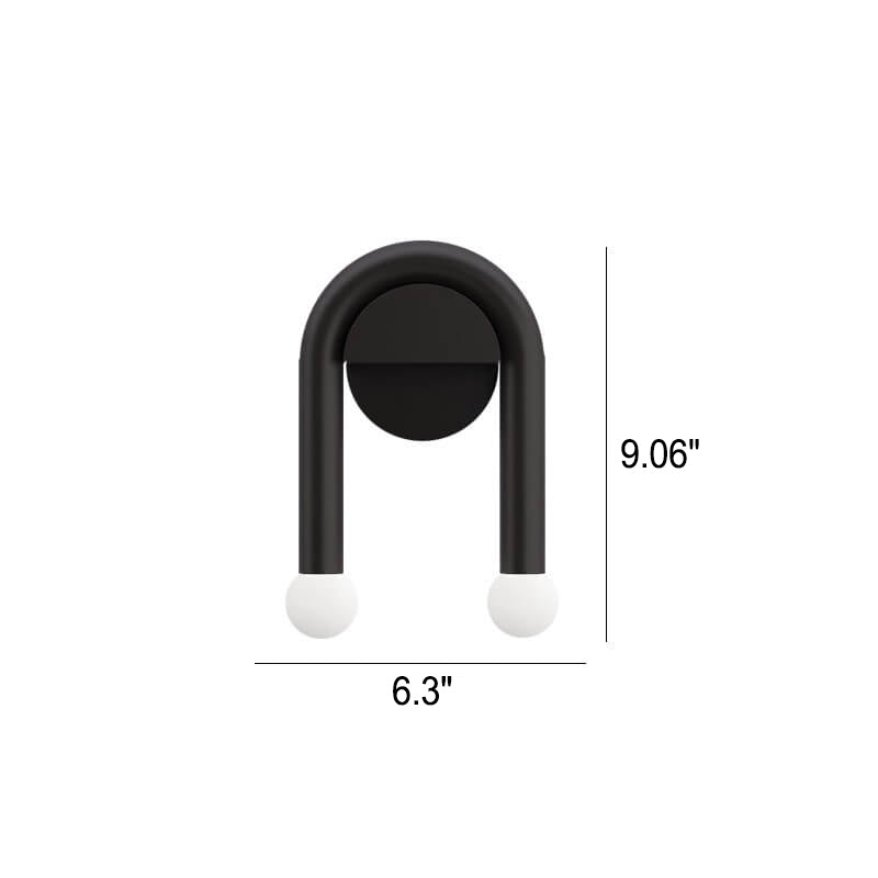 Nordic Simple Black Arched Magnetic Pole Design 2-Light Wall Sconce Lamp