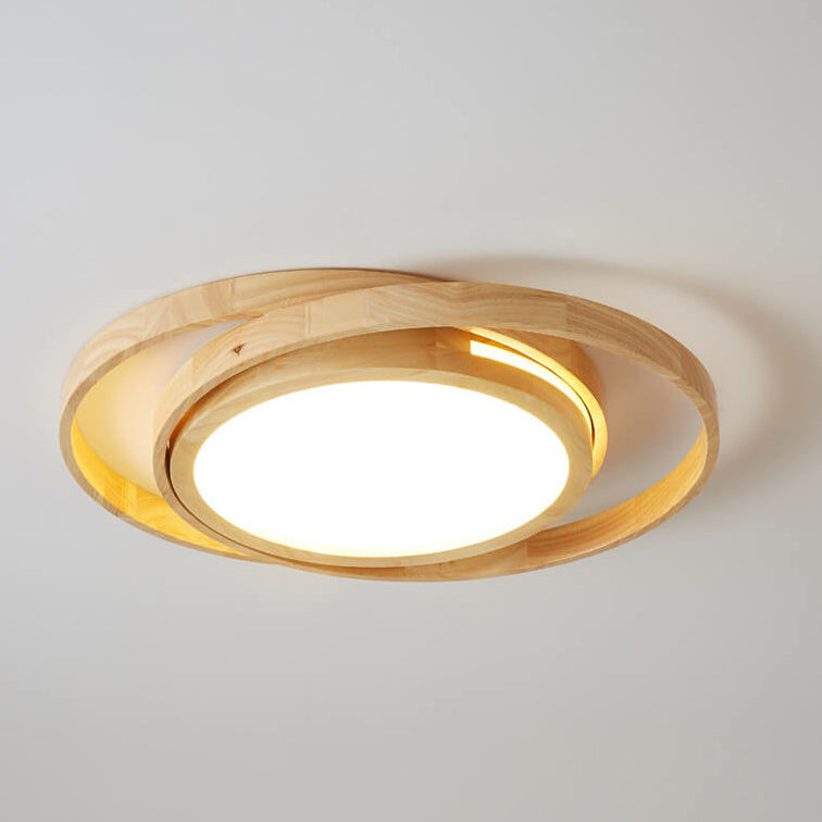 Plafonnier LED Minimaliste en Bois en Forme d&