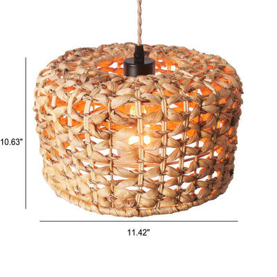 Moderne chinesische Rattan-Stroh-Seil-gewebte Trommel-1-Licht-Anhänger