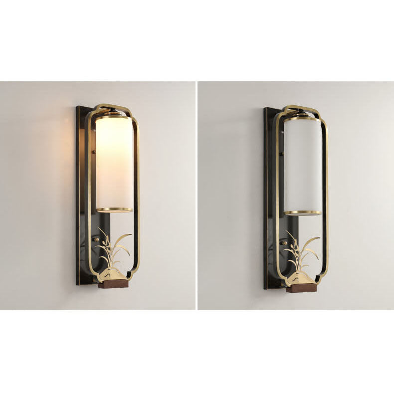 Moderne neue chinesische Kupferglas-Säulenring-Wandleuchte mit 1 Licht 