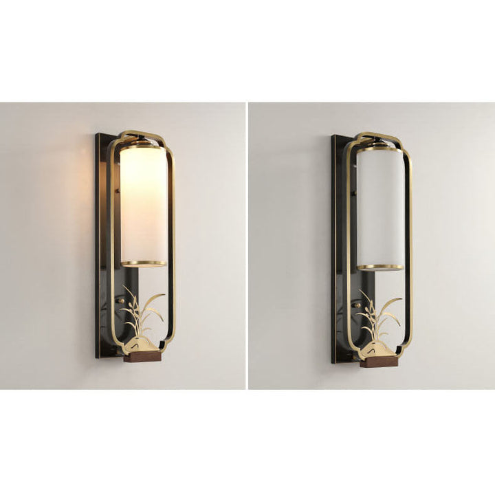 Moderne neue chinesische Kupferglas-Säulenring-Wandleuchte mit 1 Licht 