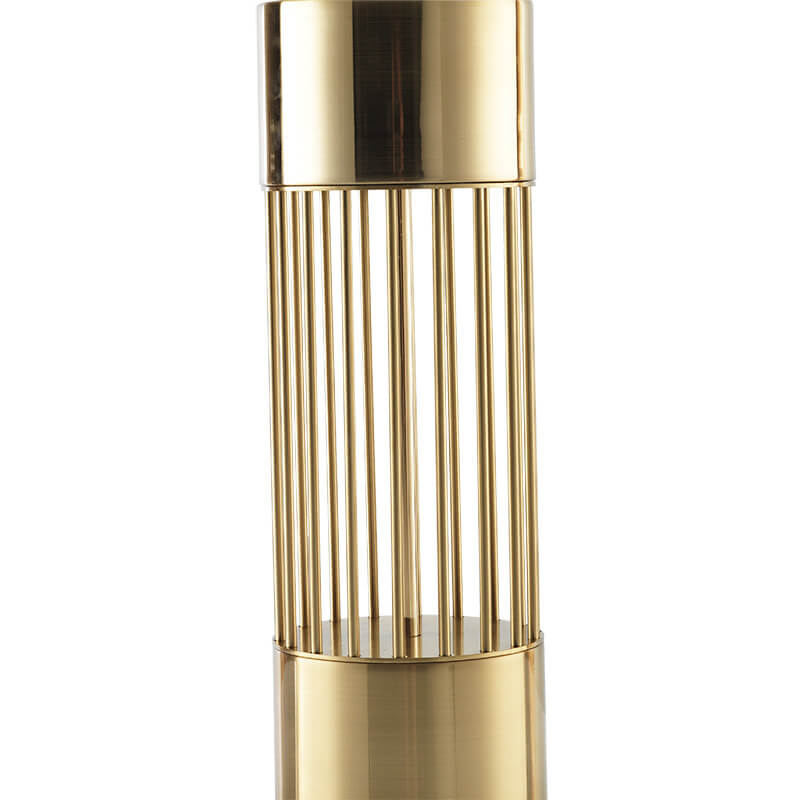 Modern Minimalist Fabric Hardware Drum Gold Column Base 1-Light Table Lamp for Bedroom