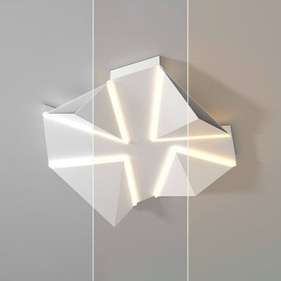Modern Minimalist Geometric Folding Design Iron Acrylic LED Flush Mount Ceiling Light