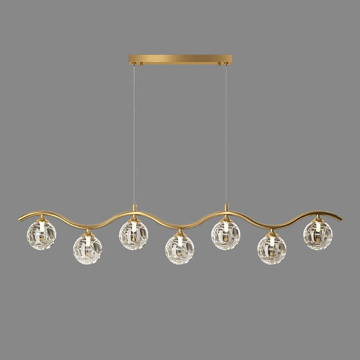 Moderne Luxus-Glas-Magische-Bohnen-Kupfer-Bogen-5/7-Licht-Insel-Licht-Kronleuchter für das Wohnzimmer 