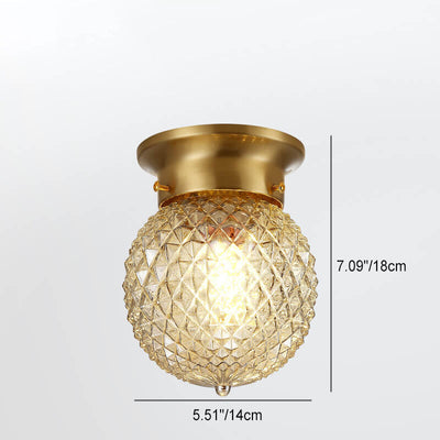 Moderne minimalistische Ananasstreifen Kupferglas 1-Licht Semi-Flush Mount Deckenleuchte 