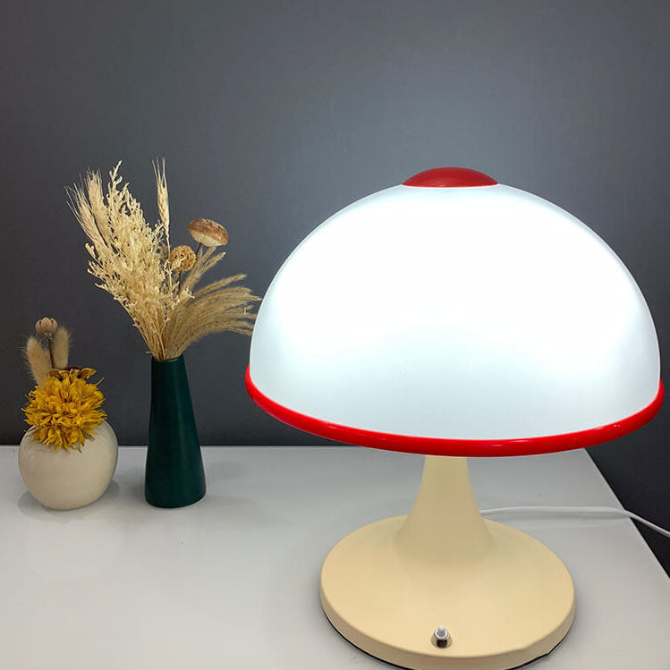 Lampe de Table Moderne en Métal et Champignon Crème à 1 Lumière 