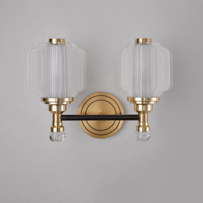 Modern Chinese Acrylic Brass Lantern 1/2 Light Wall Sconce Lamp