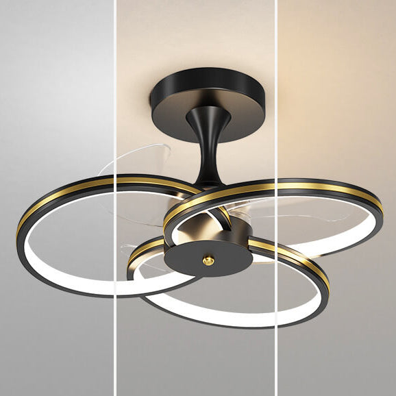 Luxury Acrylic Three Rings Combination Design LED Flush Mount Fan Light