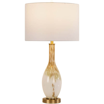 Lámpara de mesa de 1 luz de tela de vidrio esmaltado dorado fluido de lujo moderno 