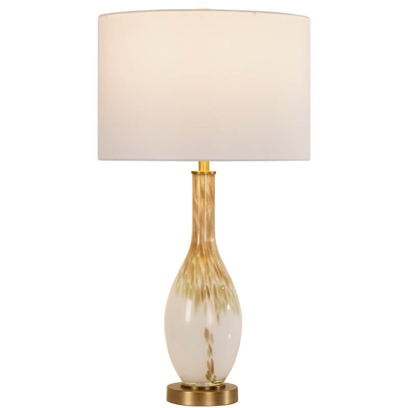 Lámpara de mesa de 1 luz de tela de vidrio esmaltado dorado fluido de lujo moderno 
