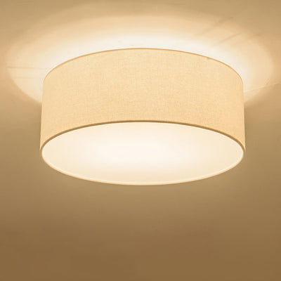 Nordic Minimalist Round Drum Fabric 3/5 Light Flush Mount Ceiling Light