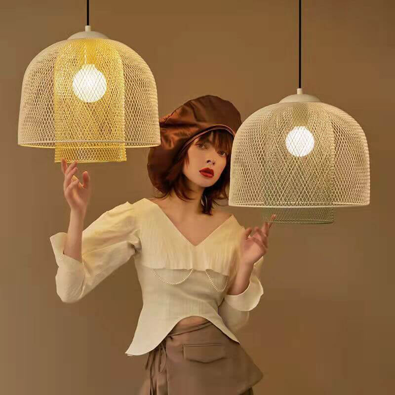 Lampe suspendue à 1 lumière au design de cage à oiseaux simple et créative nordique 