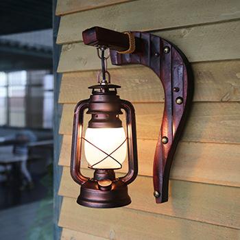 Retro Bamboo Weaving Handle 1-Light Antique Glass Kerosene Wall Lamp