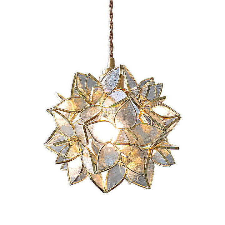 French Luxury Glass Gardenia Petal Ball 1-Light Pendant Light