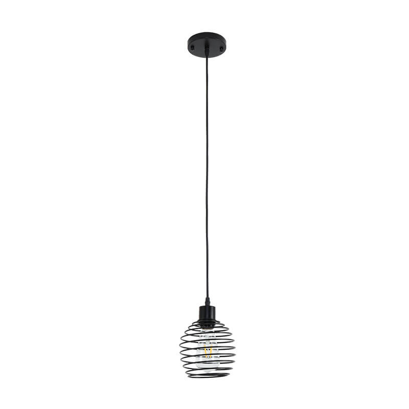 Modern Minimalist Oval Pure Black Iron 1-Light Pendant Light