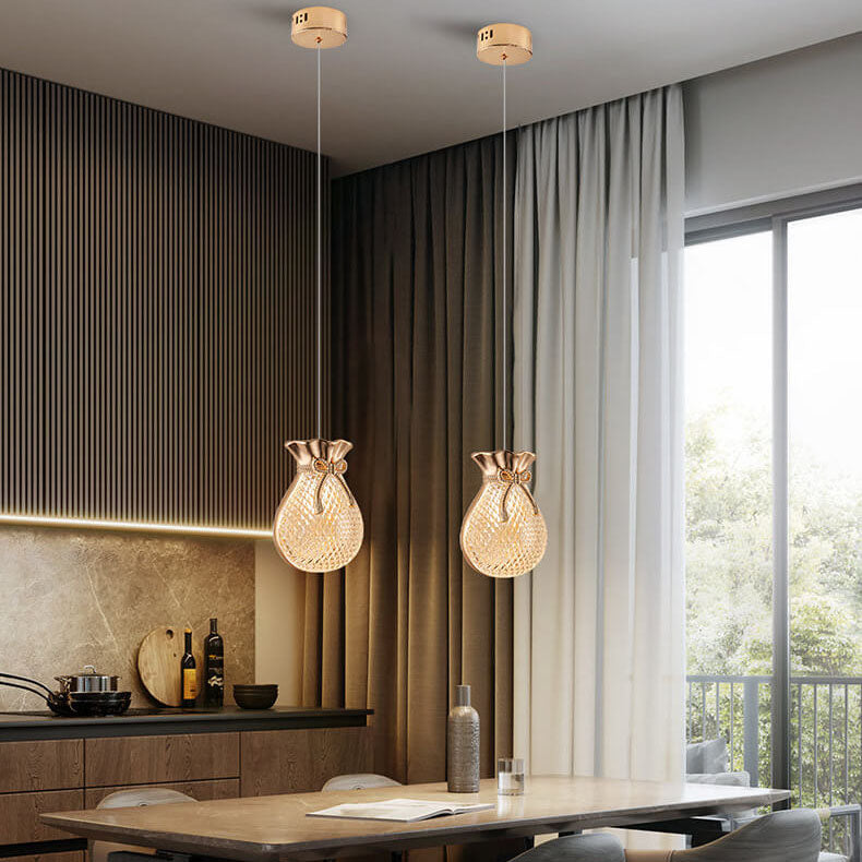 Nordisches Licht Luxus Transparentes Eisen LED Pendelleuchte 